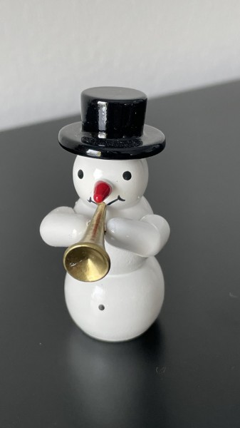 Schneemann mit Fanfare  Dekofigur aus Holz 5,5cm