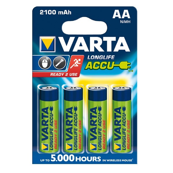 4x Varta Longlife Akkus 2100mAh f. Pentax Optio E80