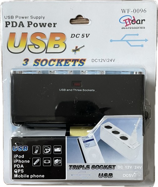 3fach Verteiler Zigarettenanzünder +1x USB LadeBuchse