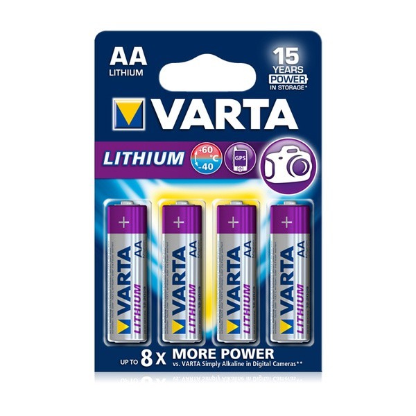 4x Varta Batterie Professional Lithium AA f. Sanyo VPC-SX500EX