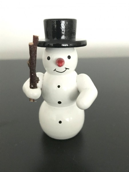 Schneemann mit Rute Dekofigur aus Holz 5,5cm