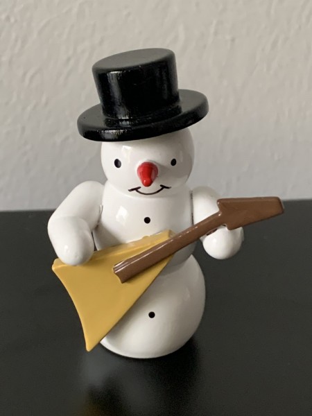 Schneemann Musiker mit E-Gitarre  Dekofigur aus Holz 5,5cm