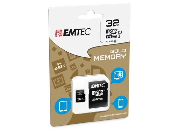 MicroSDHC 32gb EMTEC +Adapter CL10 Speicherkarte f. Digital kamera, Camcorder, Actioncam