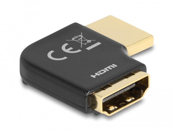 HDMI Adapter Stecker zu Buchse 90° links gewinkelt 8K 60 Hz Metall